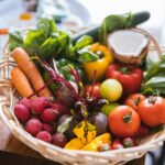 red and yellow tomatoes in brown woven basket